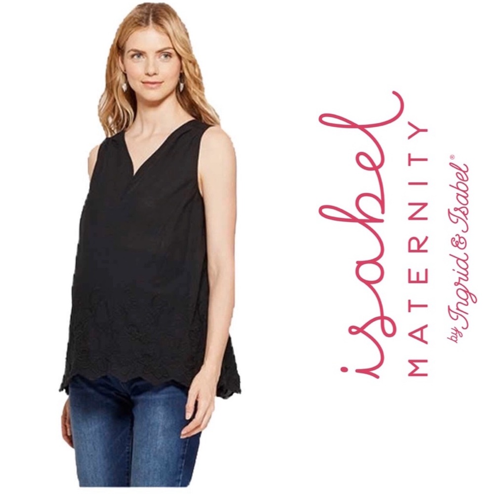 Maternity Embroidered Woven Tank Top Blouse- SZ M